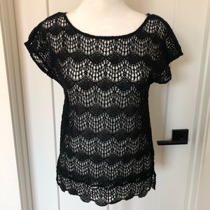 Ella Moss Black Lace Top in XS